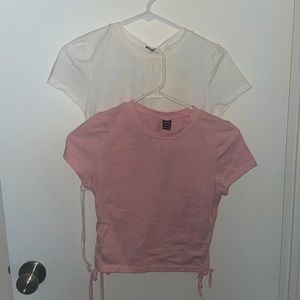 Pink&White crop top set!